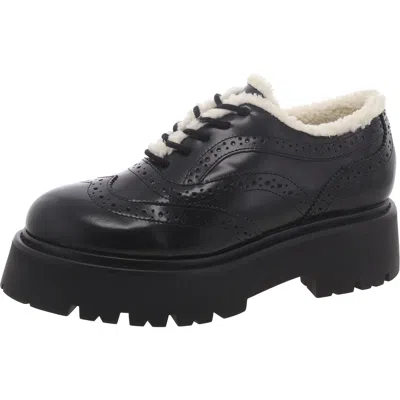 Steve Madden Rudi Faux Fur Lined Wingtip Platform Oxford In Black