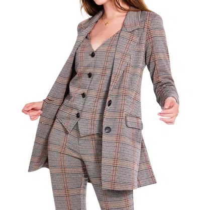 Nic + Zoe Sketched Plaid Knit Blazer In Beige