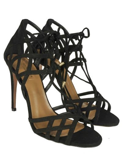 Shop Aquazzura Ginger Lace-up Sandals In Black