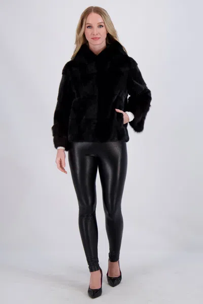 Gorski Mink Parka With Stone Marten Cuffs In Black