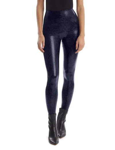 Commando Faux Leather Animal Print Legging In Navy Snake In Multi