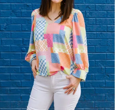 Michelle Mcdowell Aspen Top In Patchwork Coral In Multi