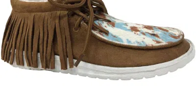 Gypsy Jazz Mooma Fringe Slip-on Shoes In Tan & Turquoise In Multi