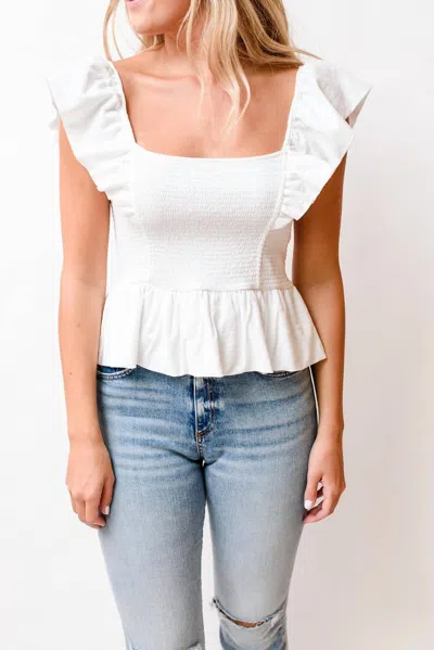NATION LTD JENNY RUFFLE TANK IN WHITE 