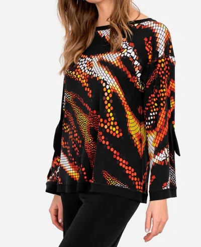 Eva Varro Slit & Tie Sleeve Easy Top In Gina In Multi