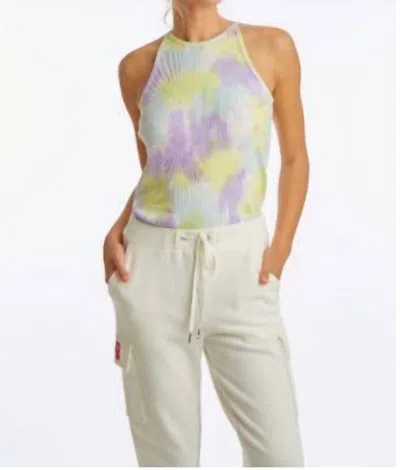 Juicy Couture Tie Dye Ribbed Halter In Candy Green In Multi