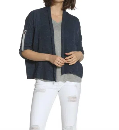 Label+thread Tab Sleeve Cardigan In Navy In Blue