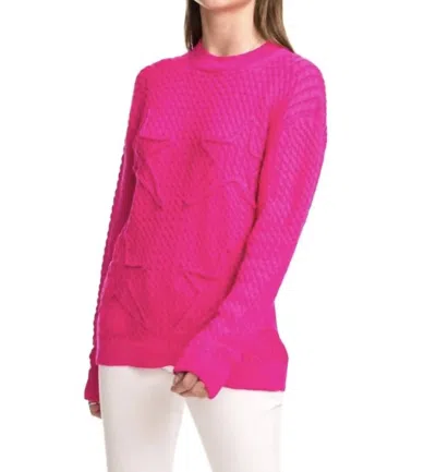 Chrldr Cable Stars-oversized Cable Sweater In Raspberry In Multi