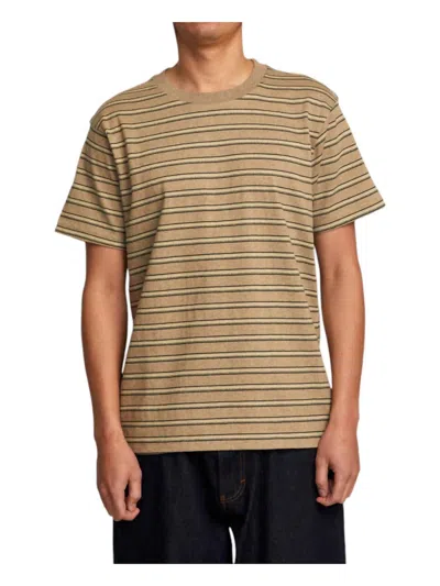 Rvca Road Runner Stripe Short Sleeve Top In Latte In Multi