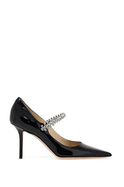 Jimmy Choo Bing 85 Crystal-embellished Pumps In Patent Leather In Black