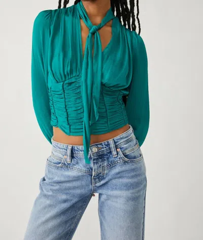 Free People Meet Me There Buttondown Top In Green Balsam In Multi