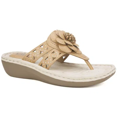 Cliffs By White Mountain Cynthia Womens Dressy Floral Design Thong Sandals In Multi