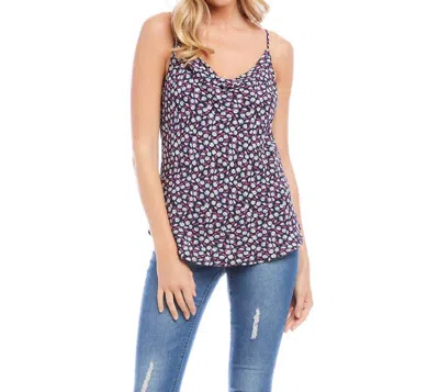 Karen Kane Print Cowl Neck Camisole In White