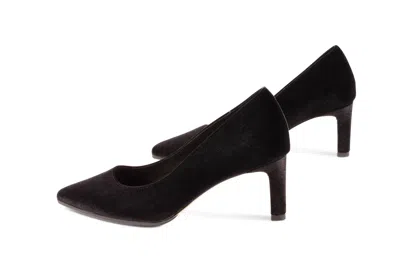 Melyann Rocker Heeled Pump In Black Velvet In Black