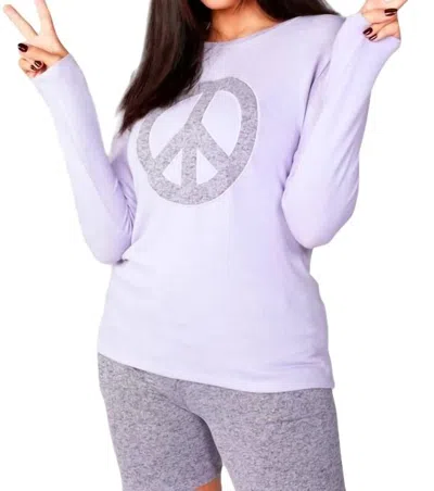 French Kyss Long Sleeve Peace Crew In Lilac In Blue