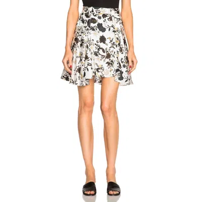 A.l.c Brien Silk Blend Floral Ruffled Mini Skirt In White/black In Multi