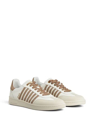 Dsquared2 Boxer Lace-up Sneakers In Latte / Tabacco