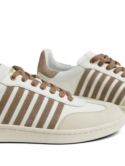 Dsquared2 Boxer Lace-up Sneakers In Latte / Tabacco