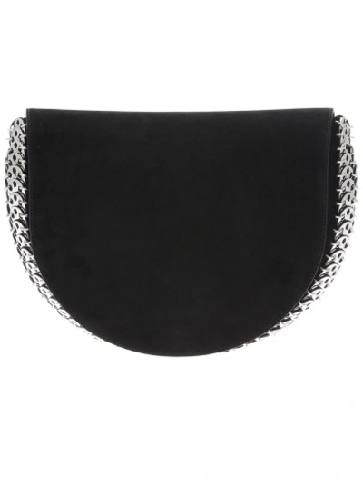 Shop Paco Rabanne Half Moon Suede And Chain Shoulder Bag In Black