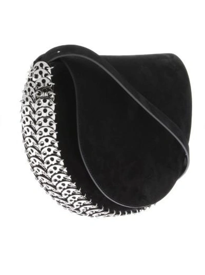 Shop Rabanne Half Moon Suede And Chain Shoulder Bag In Black