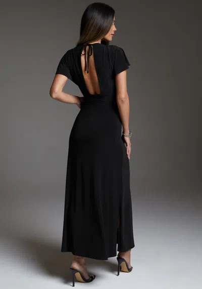 Bebe Cap Sleeve V-neck Full Maxi Dress In Black
