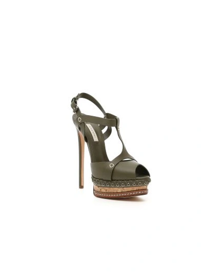 Shop Casadei Ranger Platform Sandals In Giungla|verde