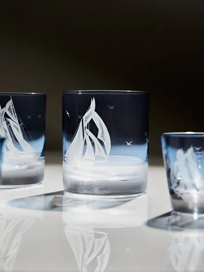 Artel Golden Age Of Yachting Hand-engraved Crystal Double Old Fashioned Tumbler  Abask Luxury Gift