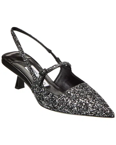 Jimmy Choo Sparkling 45mm Pointed Toe Slingback Pumps In Silver