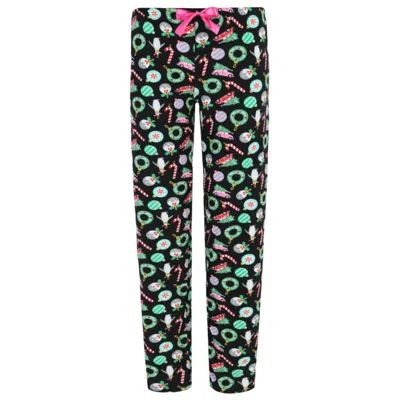 Roll Outta Bed Women's Christmas Ornament Open Bottom Pajama Pants In Black