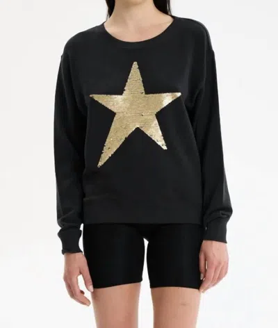Chrldr Star Sequin Drip Sweatshirt In Black In Black