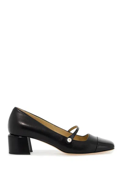 Jimmy Choo 'elisa 45' Black Pumps With Pearl Detail In Black