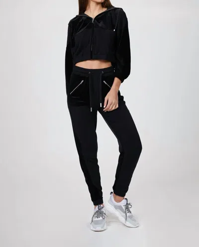 THE KOOPLES DUAL FABRIC SWEATSHIRT IN BLACK 