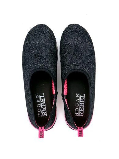 Shop Hogan Rebel Slip On  R261 In Black And Lurex Technical Fabric In Nero