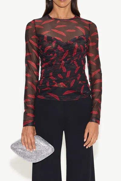 Simon Miller Kinny Mesh Top In Lip Print