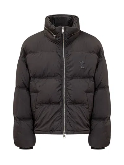 Ami Alexandre Mattiussi Ami De Coeur Logo Puffer Jacket In Black