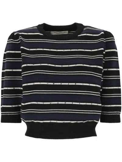 Alessandra Rich Striped Wool Jumper In Black