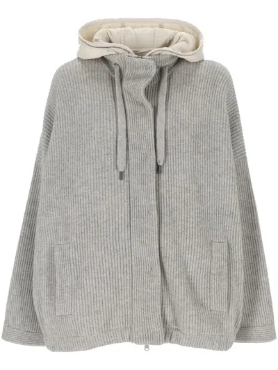 Brunello Cucinelli Long-sleeved Cotton Clothes In Grey