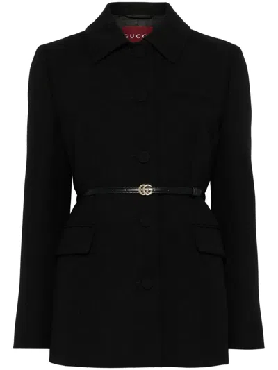 Gucci Wool Crêpe Jacket In Black