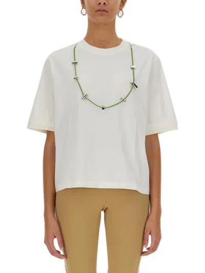 Ambush Solid Color Stoppers Crew-neck T-shirt With Removable Chain In White