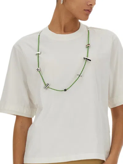 Ambush Solid Color Stoppers Crew-neck T-shirt With Removable Chain In White