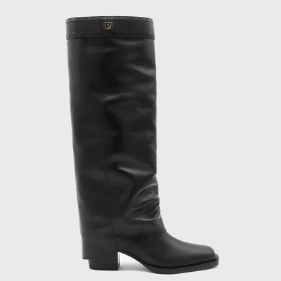 Fendi Black Leather Boots In Black