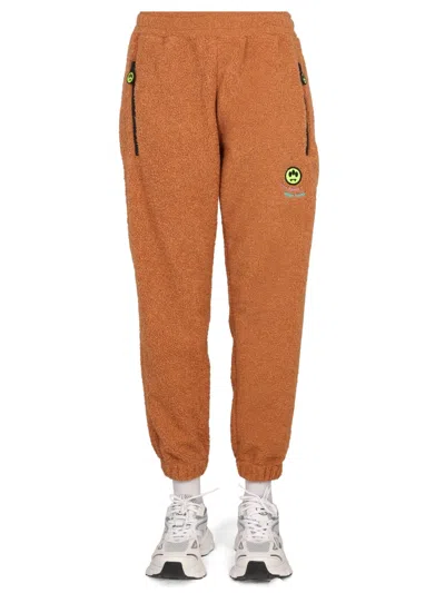 Barrow Textured Fabric Jogging Pants With Elastic Waistband In Orange