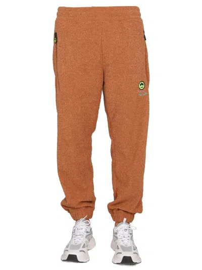 Barrow Textured Fabric Jogging Pants With Elastic Waistband In Orange