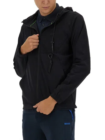 Hugo Boss Regular-fit Zip-up Hoodie With Quick-dry Performance
