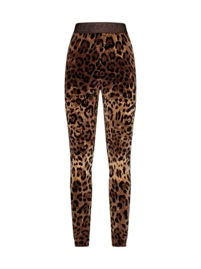 Dolce & Gabbana High Waist Leopard Print Cotton Blend Leggings