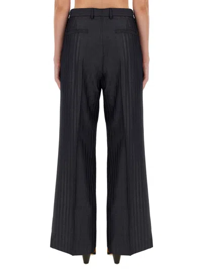 Etro Grey Wide Pants With Concealed Closure In Wool Blend Woman