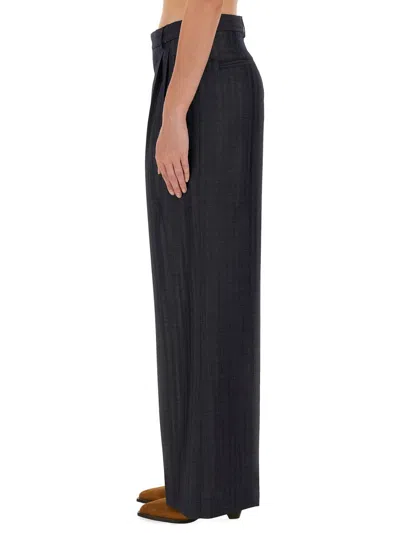Etro Grey Wide Pants With Concealed Closure In Wool Blend Woman