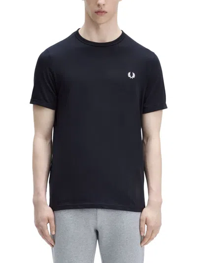 Fred Perry Mens Black Ringer Logo-embroidered Cotton-jersey T-shirt