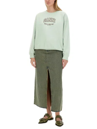 Ganni Logo-print Organic-cotton Sweatshirt