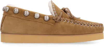 Isabel Marant Studded Suede Loafers Moccasin Stitching